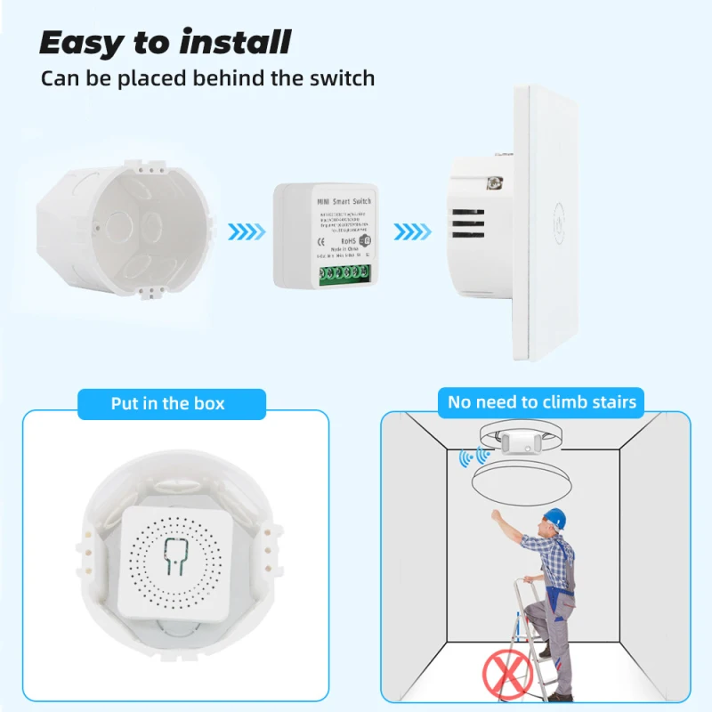 16A Tuya Zigbee 3.0 WIFI Mini interruttore della luce intelligente fai da te interruttore del telecomando a 2 vie funziona con Alexa Alice Google