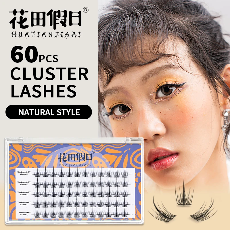 EASITENSION Cluster False Eyelashes Natural Fairy Single Soft and Lightweight Spikes 60 Pcs Individual Cluster Lashes