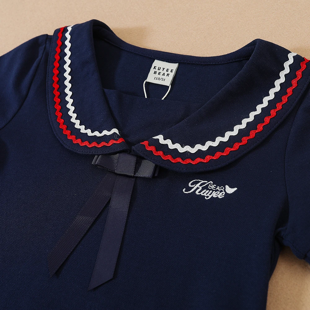 Le ragazze vestono l'uniforme scolastica abiti con colletto rovesciato 5-12 anni abbigliamento Preppy per bambini abbigliamento estivo a maniche corte per bambini