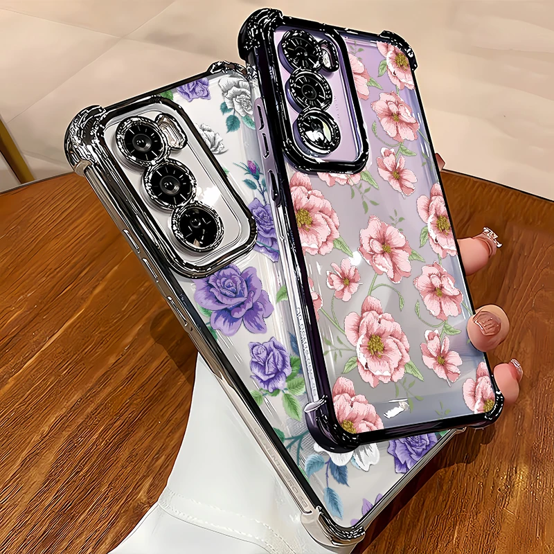 Transparent Phone Case For Infinix Hot 70 60i 4G 5G 60 Pro Plus 50i 40i 30i 11 9 10 Play 10T 10S NFC Flower Print Plating Cover - view 2