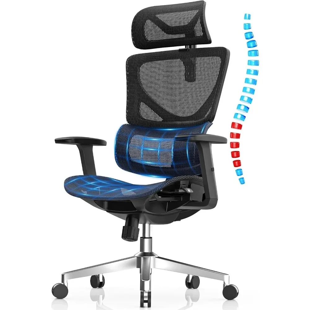 Seat Depth Adjustable Home Office Desk Chairs with Lumbar Support - Back Height Adjustable Computer Task Chair with Headrest