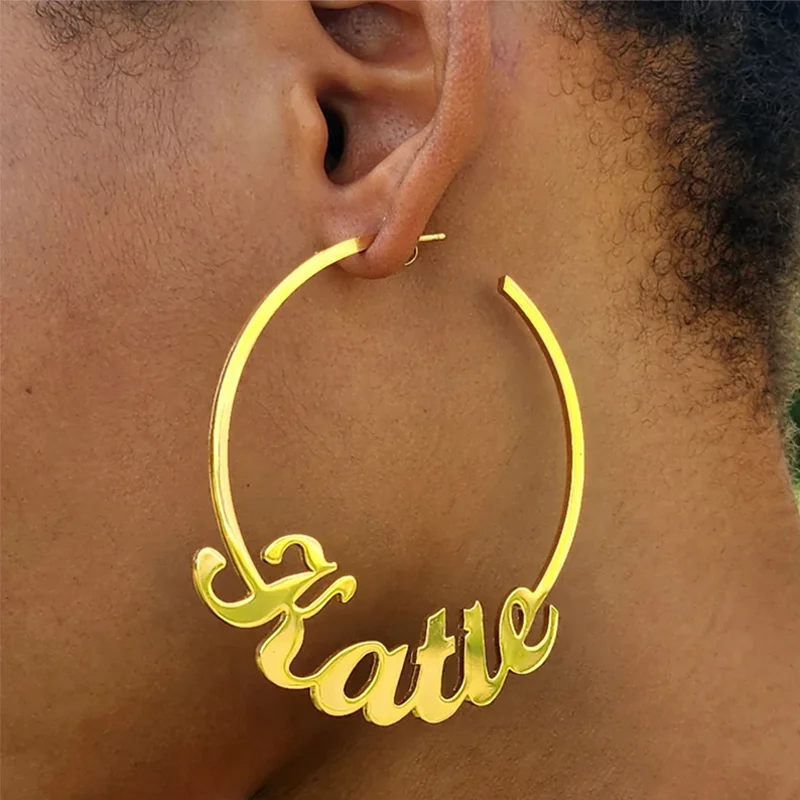 DHQH 2025 New Customized Name Ring Earrings Personalized Letter/Name Ring Earrings Personalized Commemorative Gift for Her