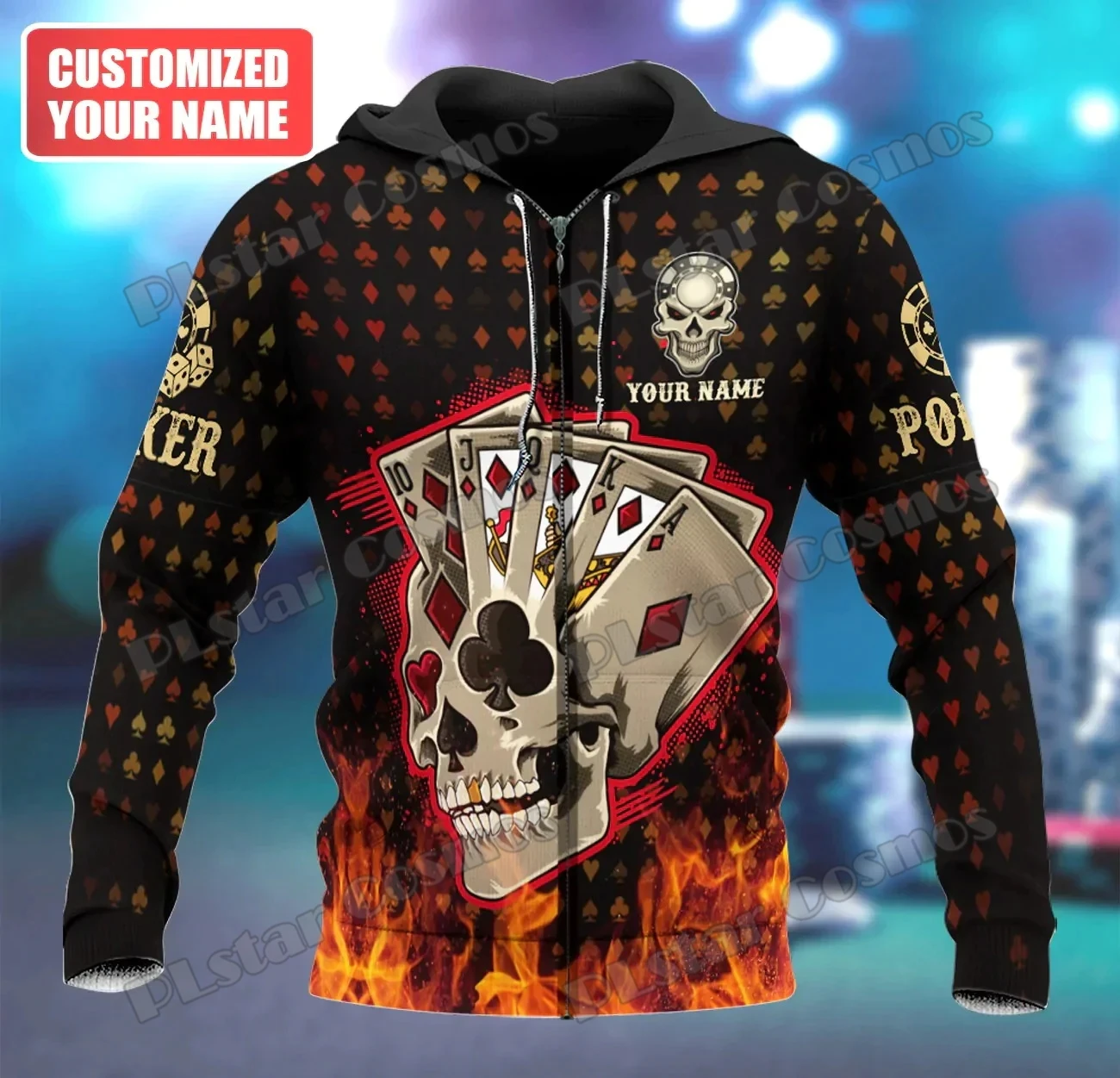 

Custom Name Poker Beer Skull 3D Printed Mens Fashion Zip Up Hoodie Unisex Casual Jacket Pullover Gift For Poker Lovers MT-149