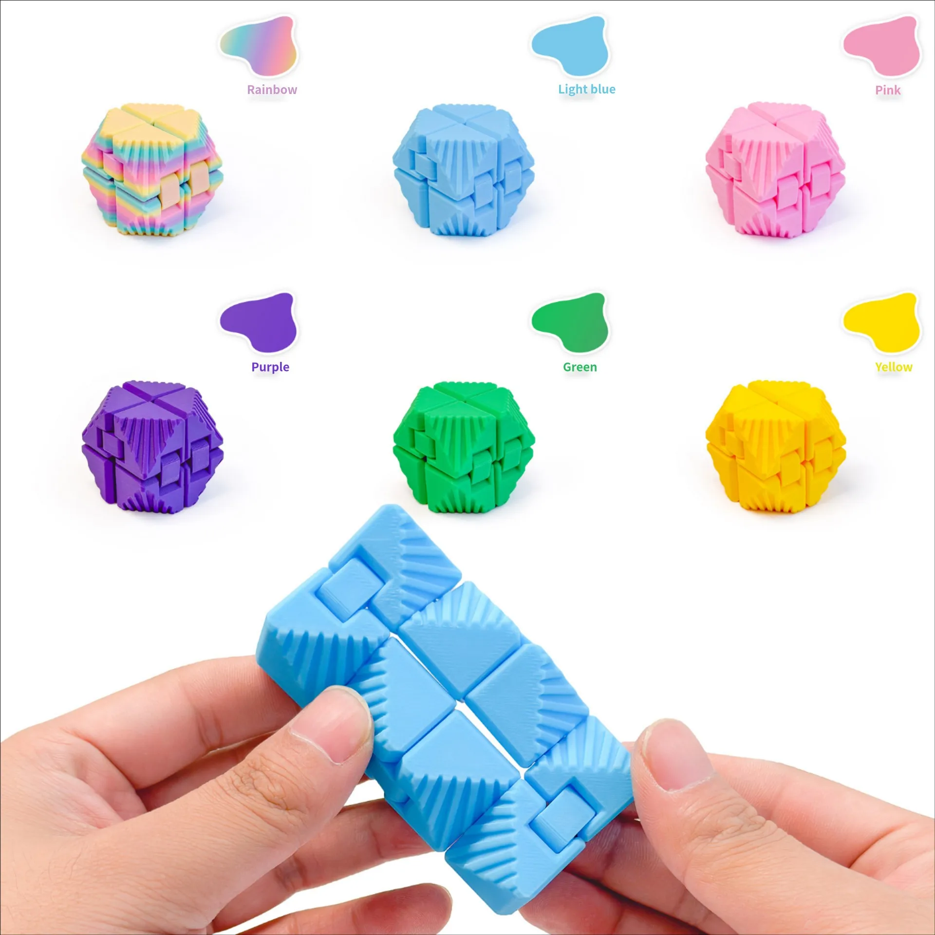 3D Printing Hand fidget Infinite Cube Stress Relief Decompression 3D Printed Folding Cube Kids Adults Desktop finger Rolling Toy