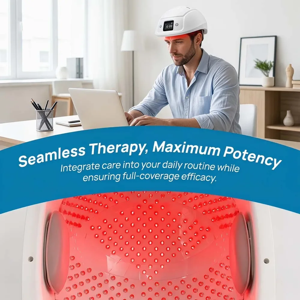 Toponechoice Cordless Portable 650nm LLLT Laser 100 Diodes Hair Growth Regrowth Cap Scalp Massager Device for Home Travel Use