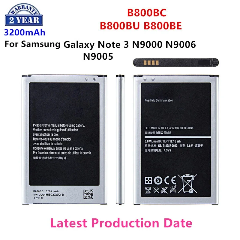 

Brand New B800BE B800BC B800BU Battery For Samsung Galaxy Note 3 N900 N9002 N9005 N9006 N9008 Replacement Battery with NFC