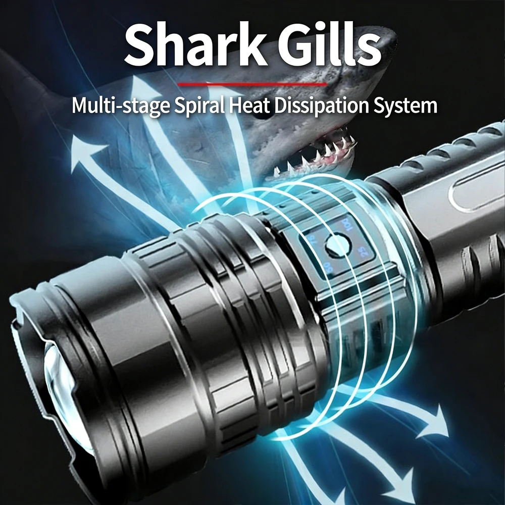 Ultra Bright LED Flashlight Powerful Tactical flash Defense Shock Teaser Rentton 100000 Lumen Ultra Tactical Torch 15000mah view 3