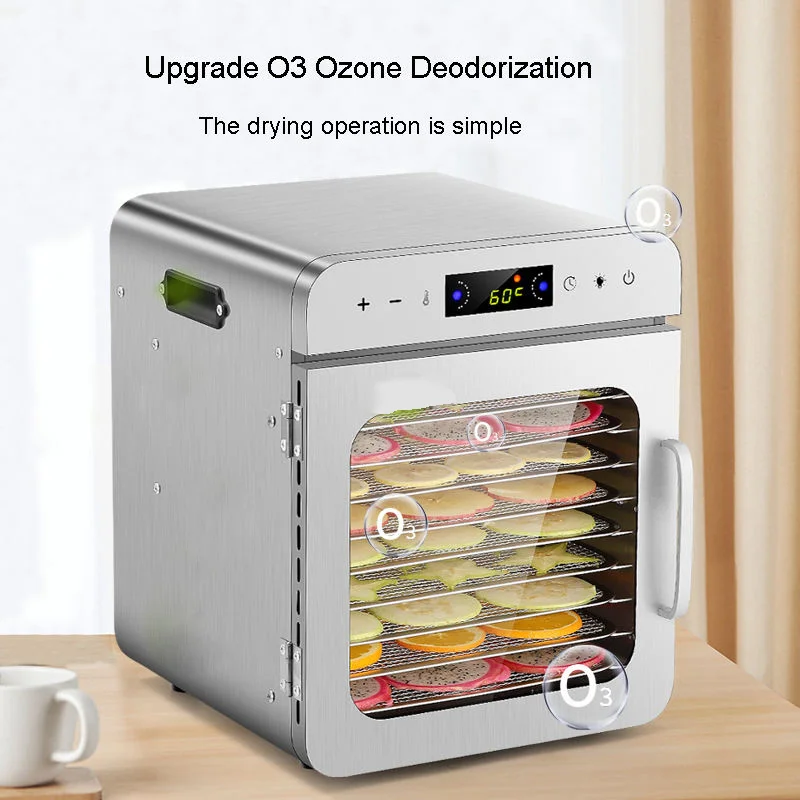 Household fruit dehydrator Stainless steel 8-plate dryer Vegetable jerky Beef jerky Food dehydrator