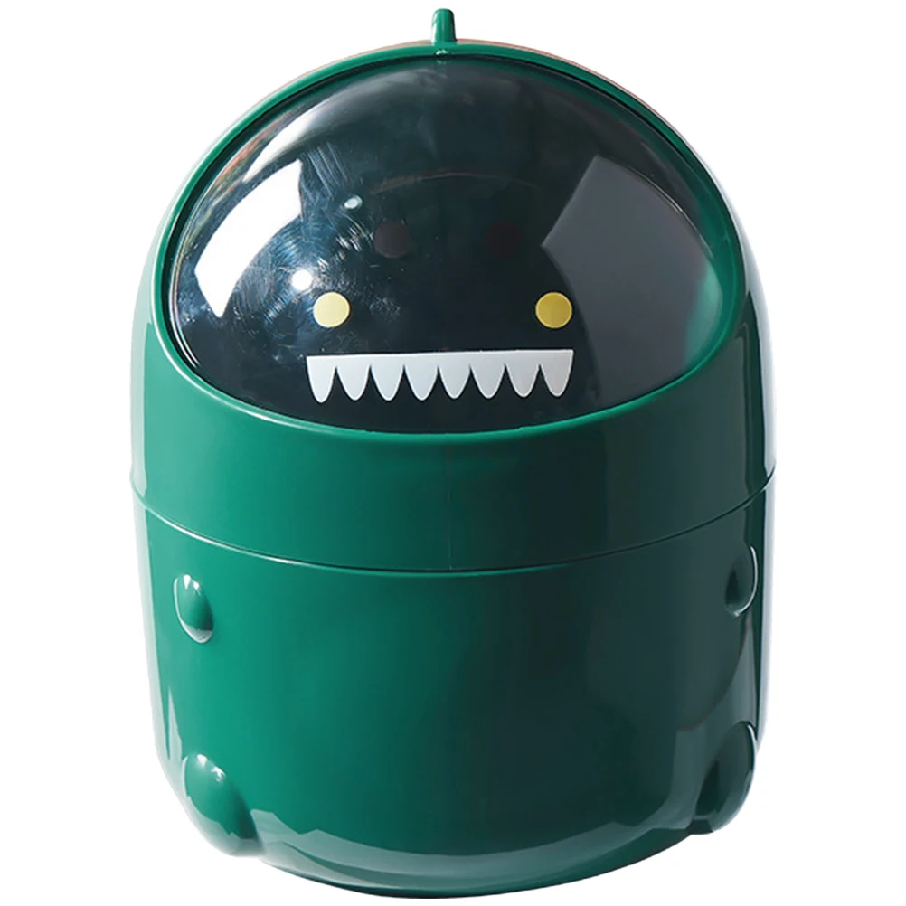 

1pc Flip Cover Rubbish Can Dinosaur Design Plastic Trash Can Office Desktop Garbage Bin Waste Rubbish Storage Bin 20x16xz16 Cm