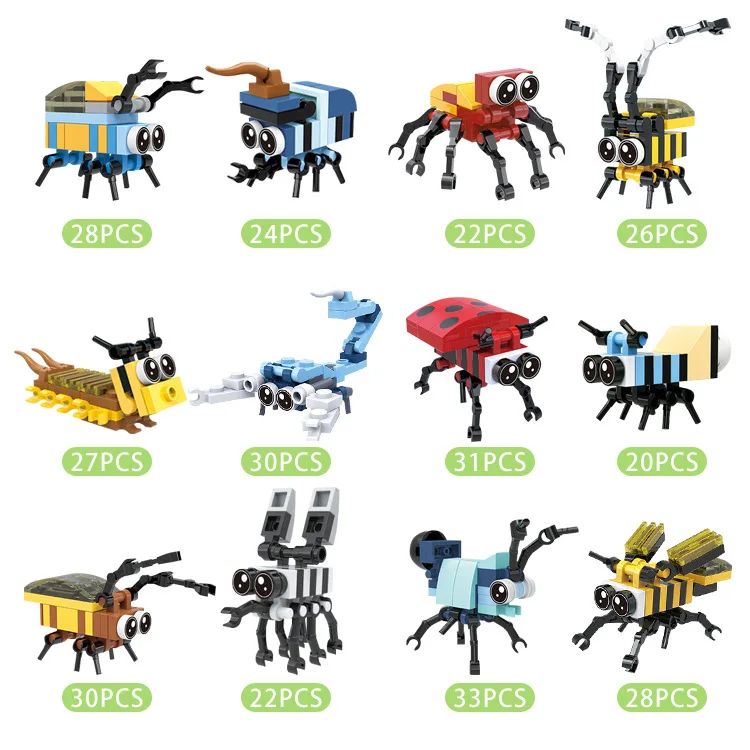 Creativity Mini Insect Animal World Building Block12 in 1Centipede Scorpion Model Kit Brick Home Decor Birthday Toy Gift for Kid