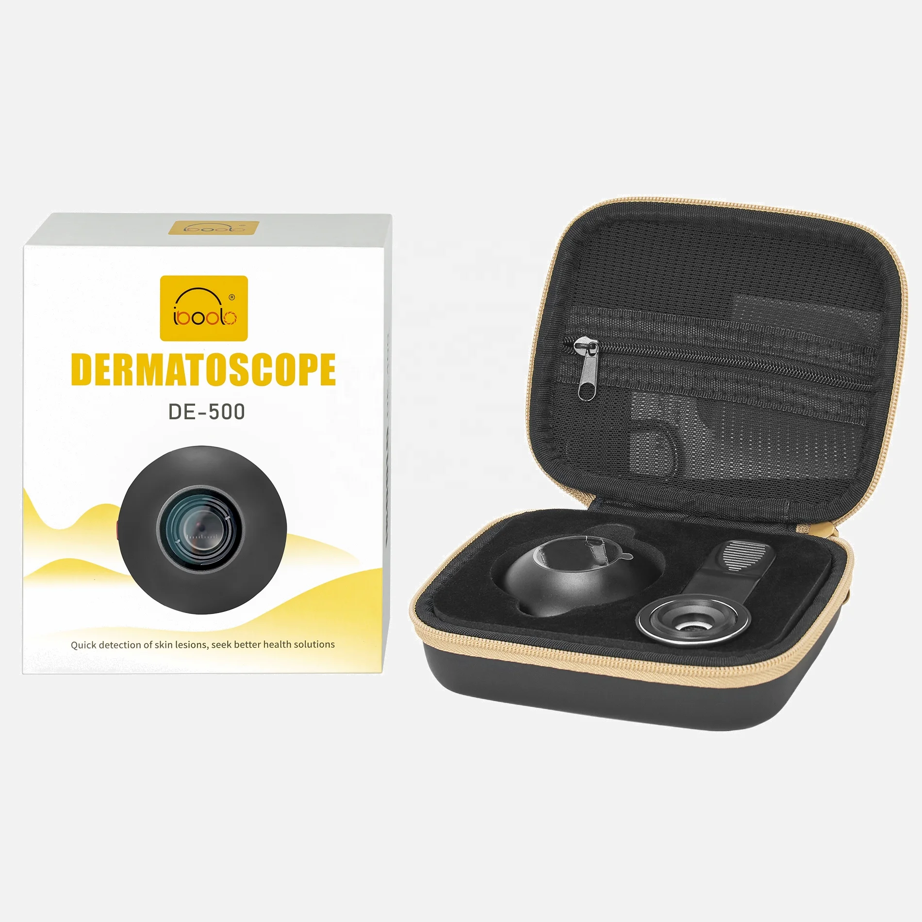 IBOOLO DE-500 Dermatoscope Polarized & Non-polarized & UV Light Compatible with Phone