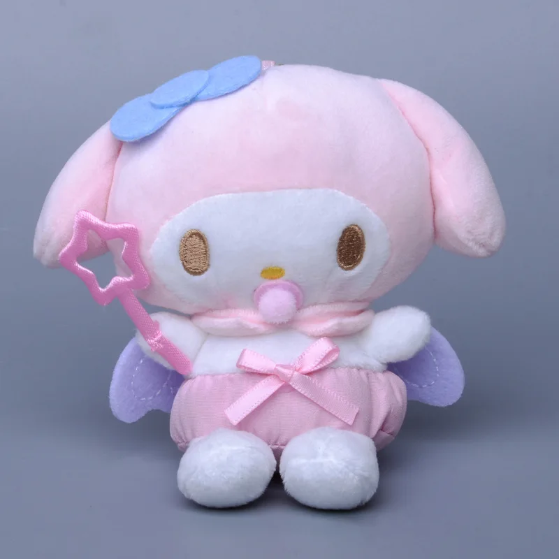 Sanrio Angel Plush Pendant Doll, Baby Wings Series, Kuromi Cinnamoroll My Melody Pompom Purin, Genuine, Fofo, Presente de Aniversário do Kid