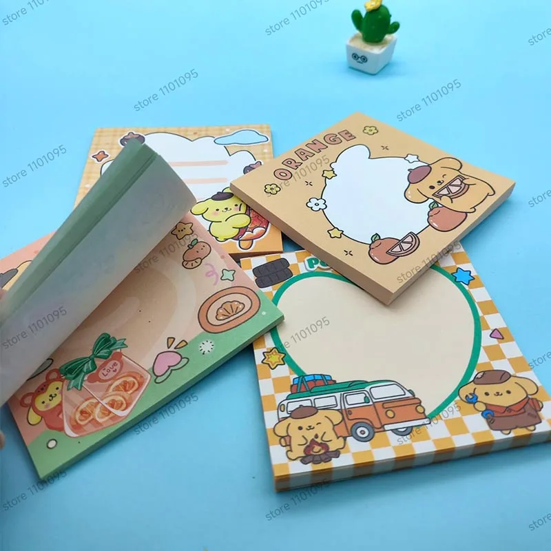 4 pcs/lot Cute Sanrio Pom Pom Purin Memo Pads Sticky Notes Kawaii Stationery Notepad Post Office School Supplies Kids Gift