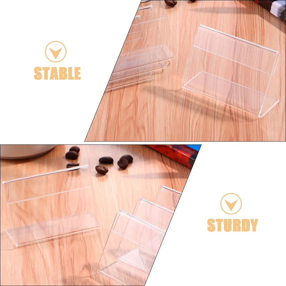 10 قطعة حامل علامة أكريليك شفاف على شكل حرف L حامل عرض واضح للبيع بالتجزئة مكتب الحدث الجدول خيمة تسجيل القائمة رف شاشة