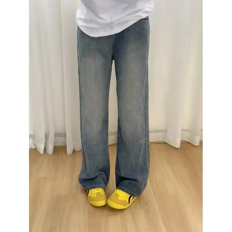 

Женские джинсы с завышенной талией Look Thinner, свободные прямые широкие джинсовые брюки в стиле ретро в стиле Харадзюку, осень-зима, уличная мода