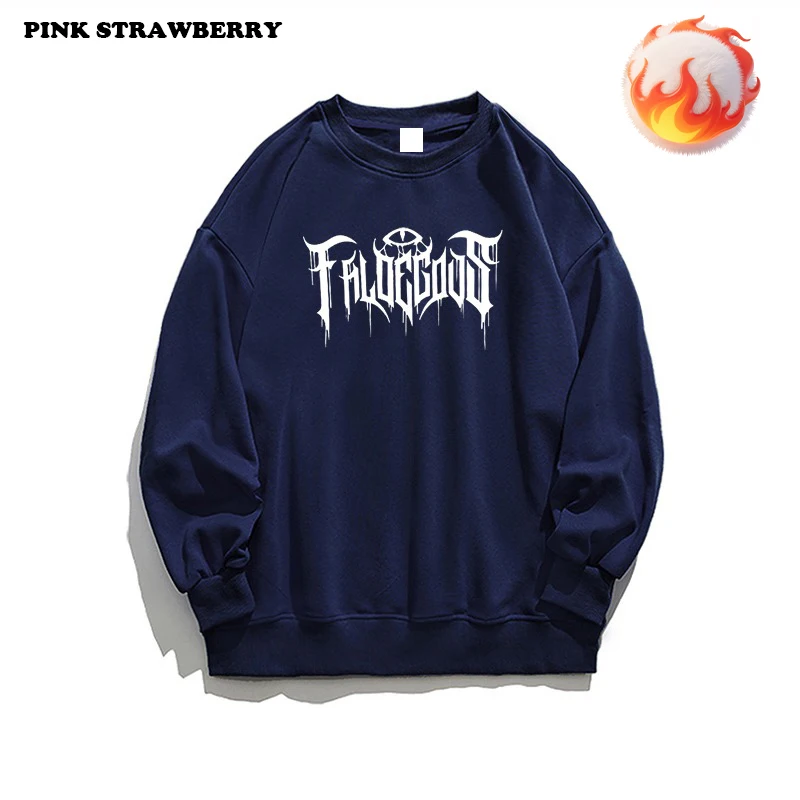 American Retro Letter Print Plush Sweatshirt Men Autumn Winter 2025 New Oversize Pullover Long sleeve Y2K Top Men Warm clothing