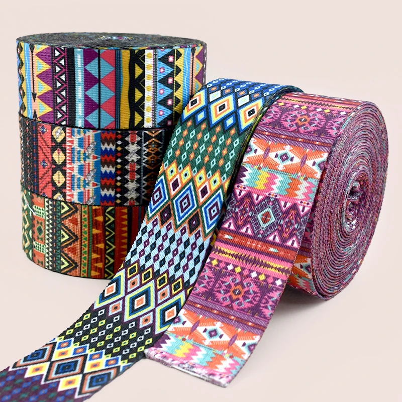 

2/5M Meetee 38/50mm Jacquard Webbing for Crochet Bags Shoulder Strap Garment Decorative Ribbons Belt Sling Sewing Bias Binding