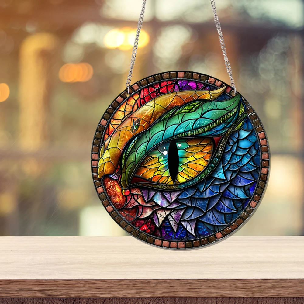 1 pc colored Eye Suncatcher Wall Sign Stain Glass Acrylic Art Hanging Plaque Pendant For Door Farmhouse Festival Decor