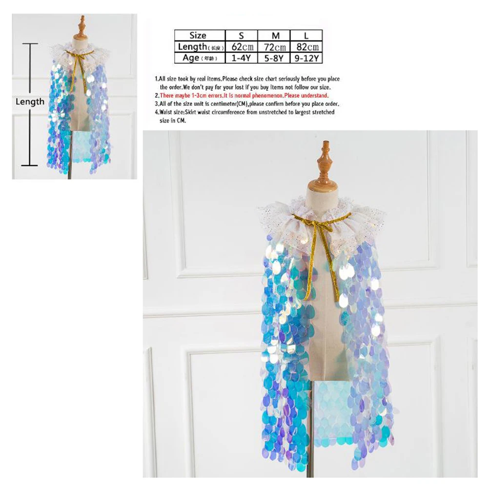 

Pearl Princess Cloak Kids Cape Lightweight Safe Durable Christmas Costumes Girls Outfits Role Play Halloween Stage Performance