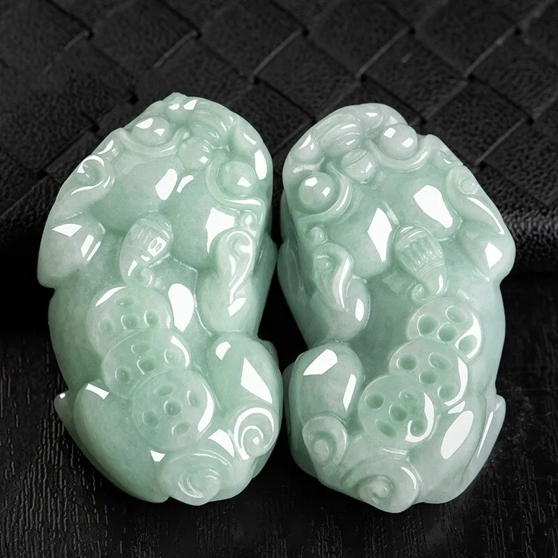 

Fine Jewelry Natural Jade A+ Jadeite Brave Pendant Hand-carved Luxury Ice Jade Necklace Men and Women Holiday Gift