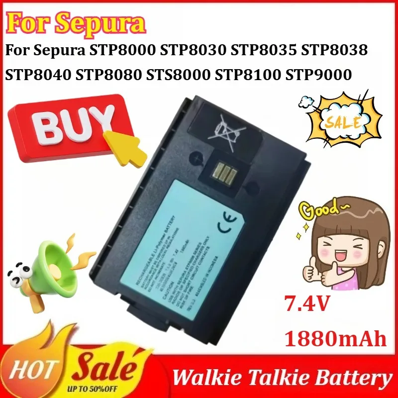 

10PCS 7.4V 1880mAh Walkie Talkie Battery for Sepura STP8000 STP8030 STP8035 STP8038 STP8040 STP8080 STS8000 STP8100 STP9000 SC20