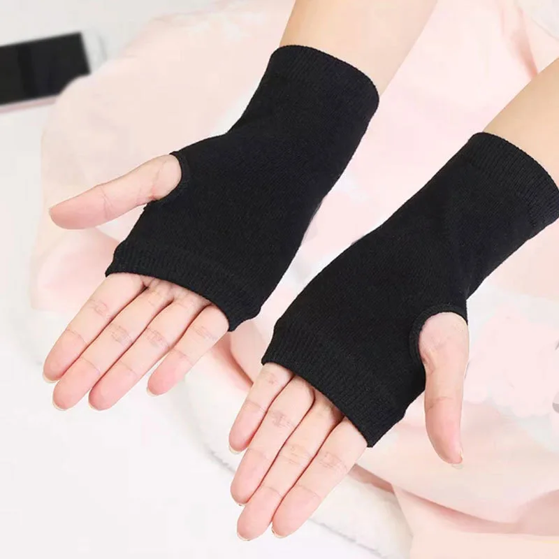 Đen Punk Cổ Tay Dài Nữ Fingerless Gloves Nam Darkly Ninja Thể Thao Ngoài Trời Hip-Hop Găng Tay Co Giãn Thoáng Mát Ngắn Cotton găng Tay Hở Ngón