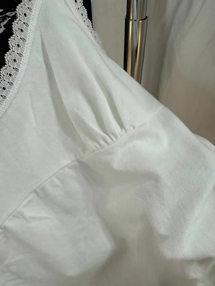 Lace Trim White Slim Tank Tops Women Casual Summer Cotton Sleeveless High Waist Camisole Sweet Girls Vintage Solid Crop Top Y2k