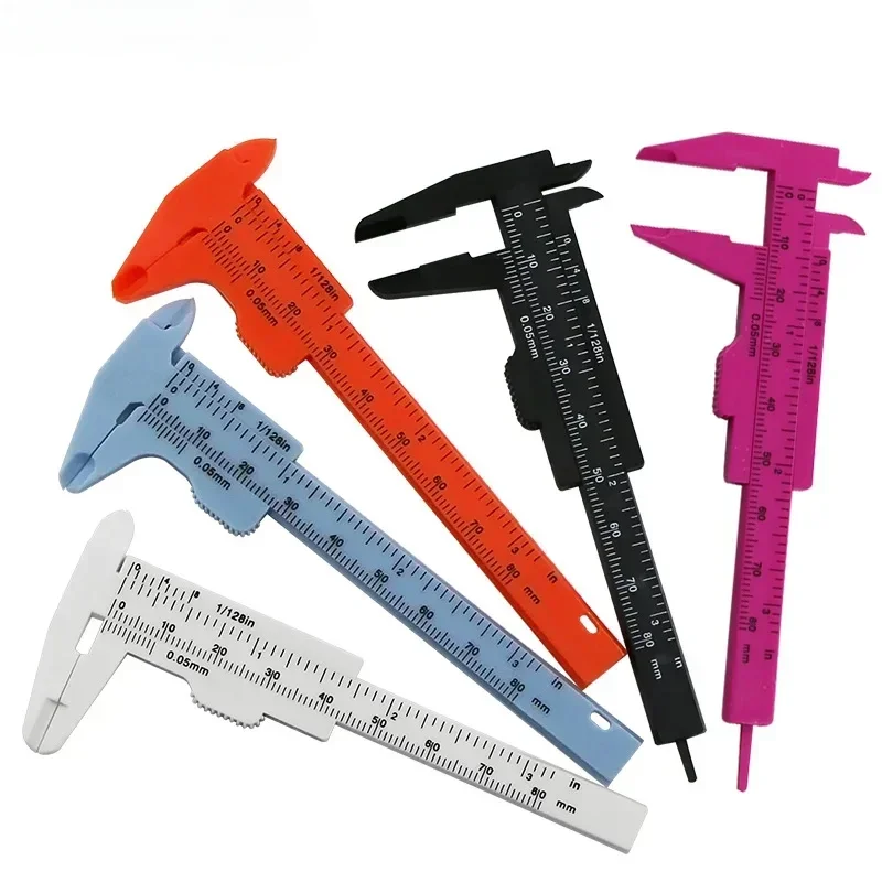 0-80mm Double Scale Plastic Vernier Caliper Student Dial Gauge Micrometer Measuring Ruler for Inside Diameter Depth Measurement