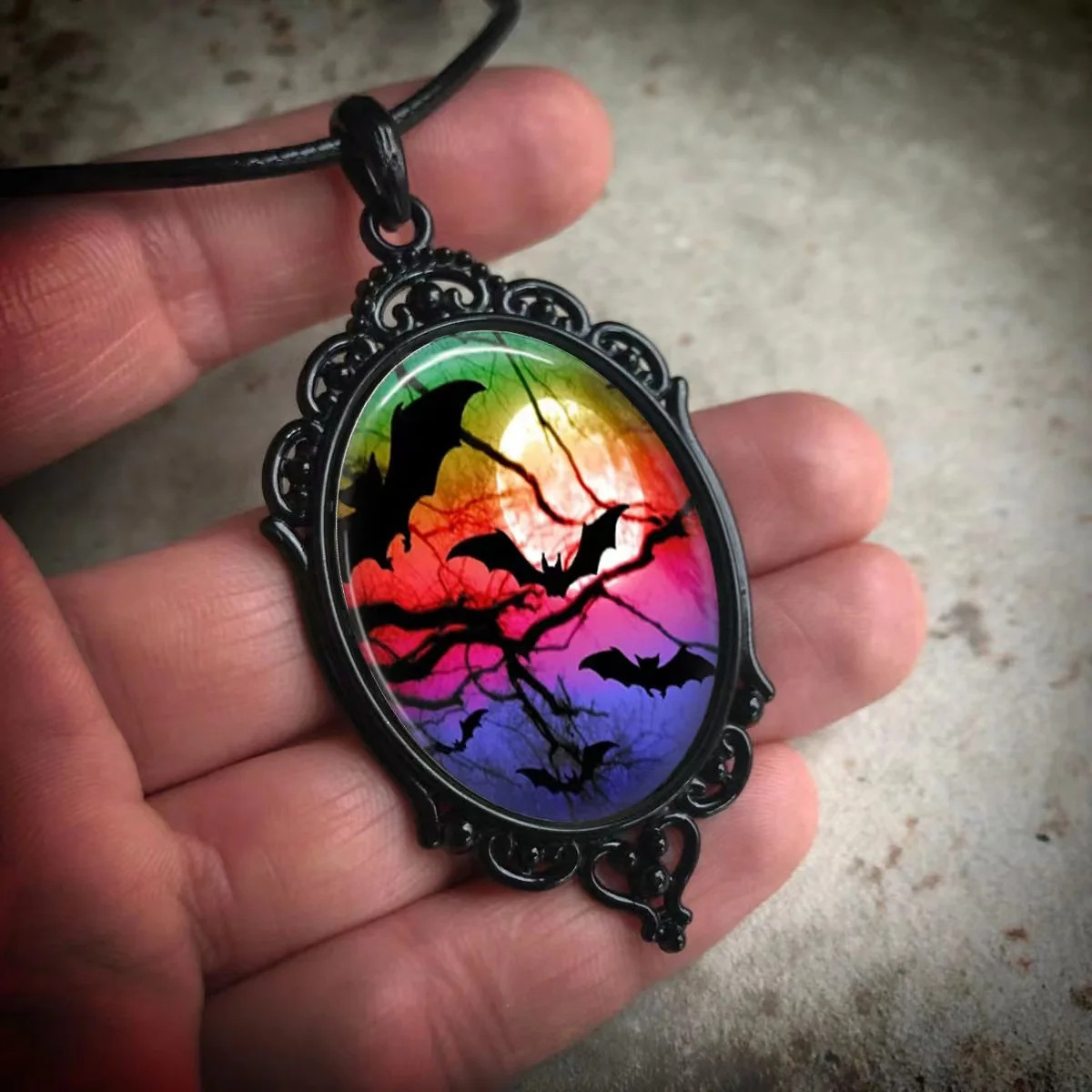 القوطية قلادة معالج الخفافيش اليقطين معالج الغموض مصاص دماء الخفافيش قلادة هالوين مجوهرات اكسسوارات هدية حبل الساحرة سلسلة المختنق