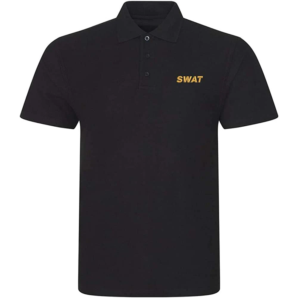 

Lyprerazy Men's Polo Shirt SWAT - Police Embroidered Short Sleeve Polo-Shirt Embroidery Casual Golf Shirt