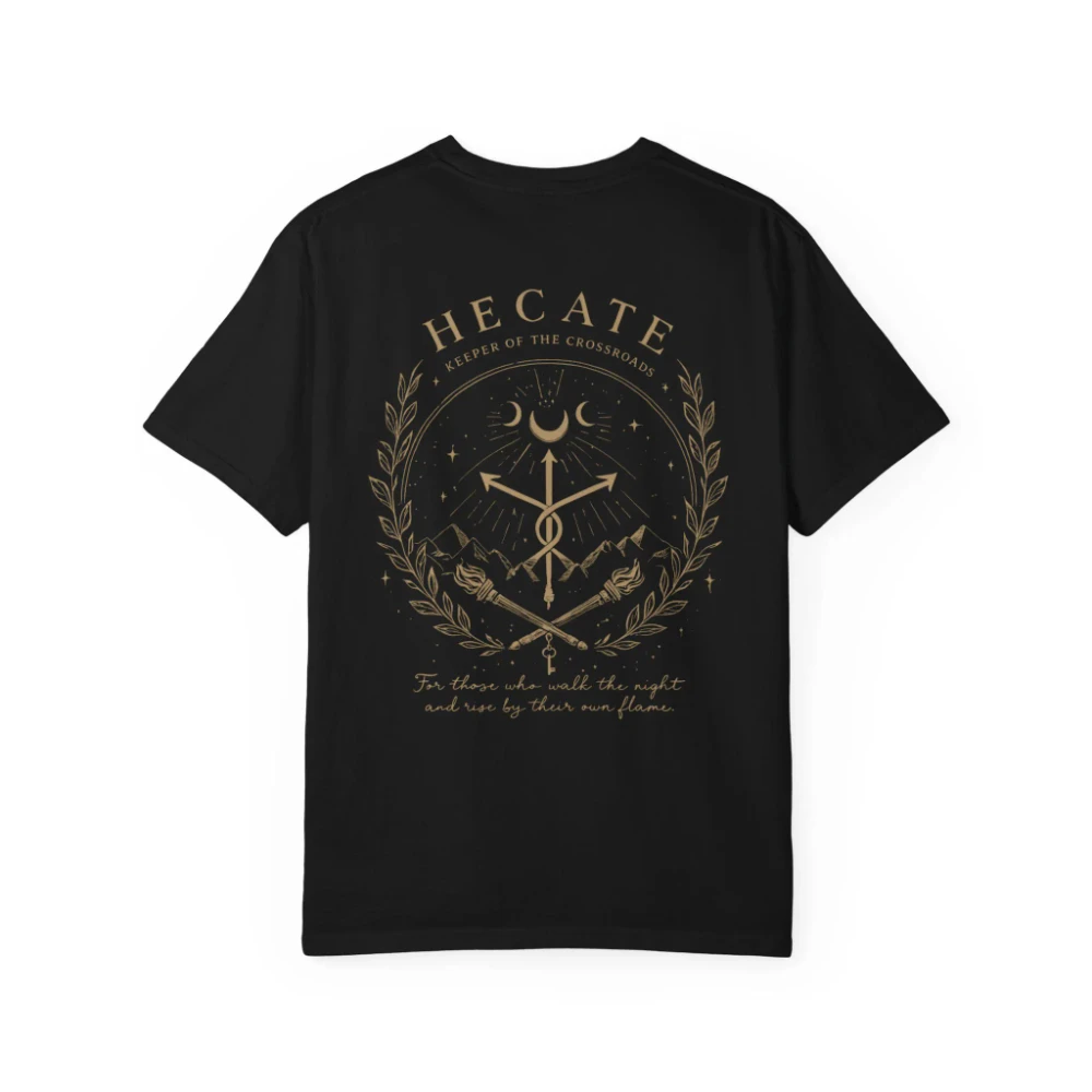 Hecate Shirt Gothic Minimal Witch Symbol Triple Moon Pagan Occult Tee Damen-T-Shirts für den Sommer – Detail 11