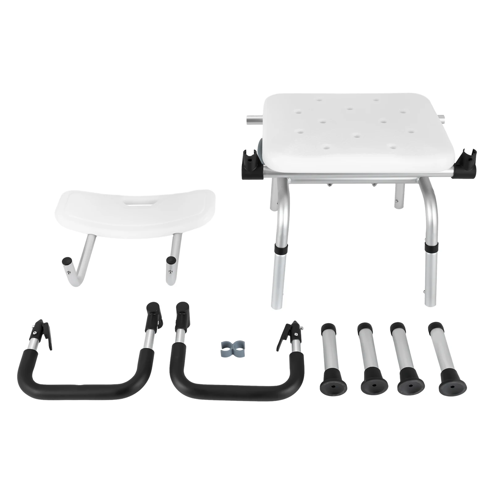 360 ° Drehbarer Duschstuhl mit Armlehnen und Rückenlehne, Kapazität 396,83 lbs, höhenverstellbarer drehbarer Duschhocker für ältere Menschen, Pr – Detail 11