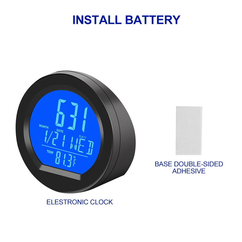 Car Clock Solar Charge Or battery Smart Digital Clock Calendar Time Temperature LED Display Automobile Interior Accessories