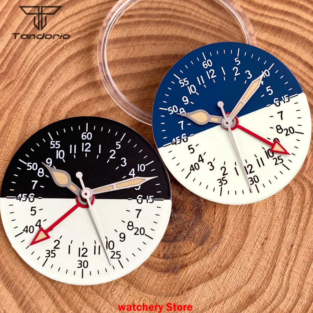 

New 29mm Black and White Two Tone GMT Watch Dial Half Luminous Fit NH34 Automatic Movement NH34A Watch Hands Watch Parts