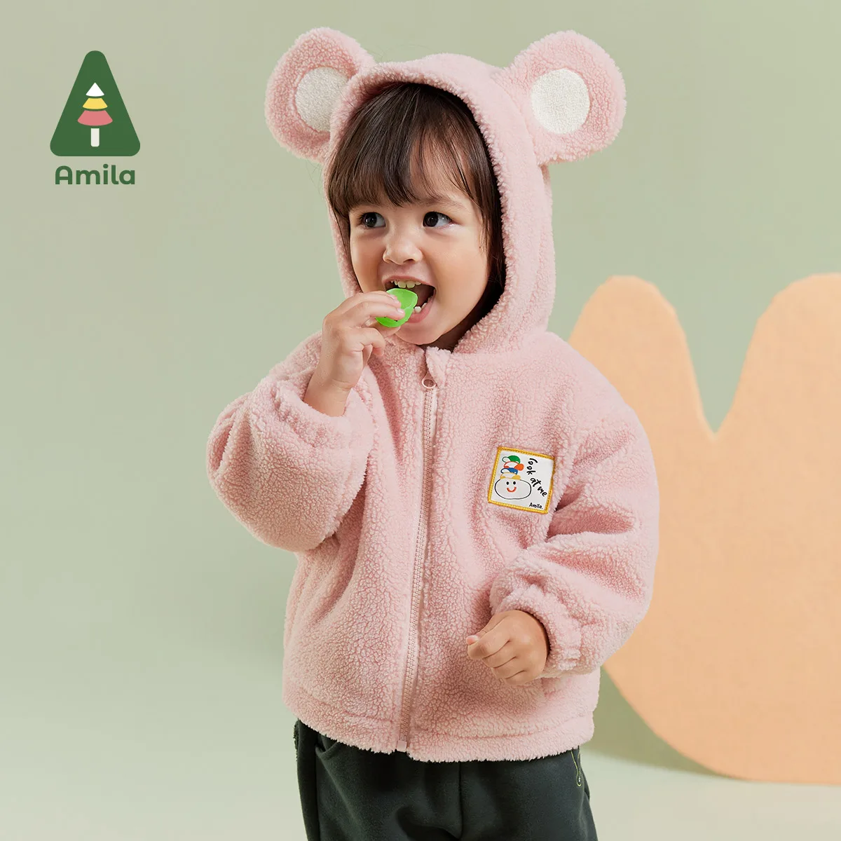 Amila Baby Boy Coat 2024 Winter New Multicolour Hooded Fleecing Big-eared Hat Cute Toddler Outerwear  Baby Clothing