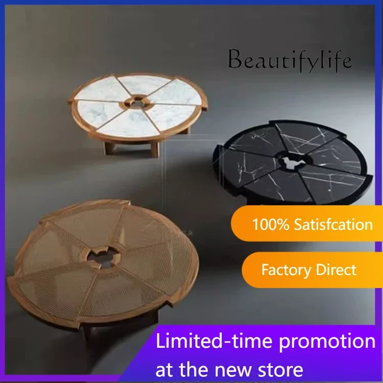 N الشمال الخشب الصلب مضفر الروطان طاولة القهوة الصينية الجديدة على شكل مثلث الربط الروطان سطح طاولة شاي بسيطة #1