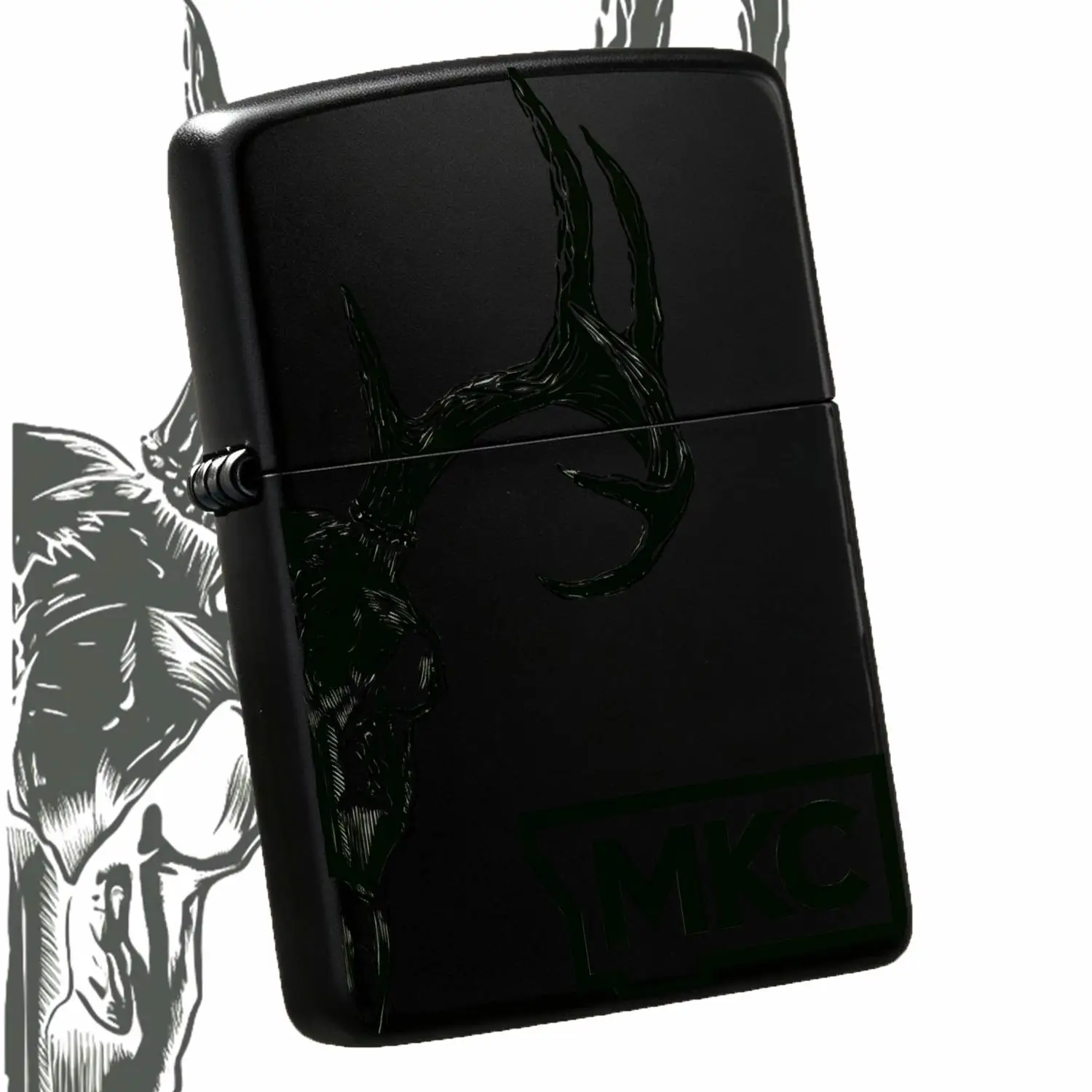 Mkc Vintage Deer Antler Engraved Portable Lighter, All-Scene Usable Windproof Ignition Tool, Durable Daily Carry Accessory For Camping Hiking Travel Home, Unique Stylish Practical Gift For Outdoor Enthusiasts, Long Last A Humorous And Inter