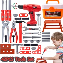 Pretend Tools Kit Kids 42PCS Set Play Repair Tool Set Plastic Construction Toys with Screwdrivers for Toddler Boys Girls Child