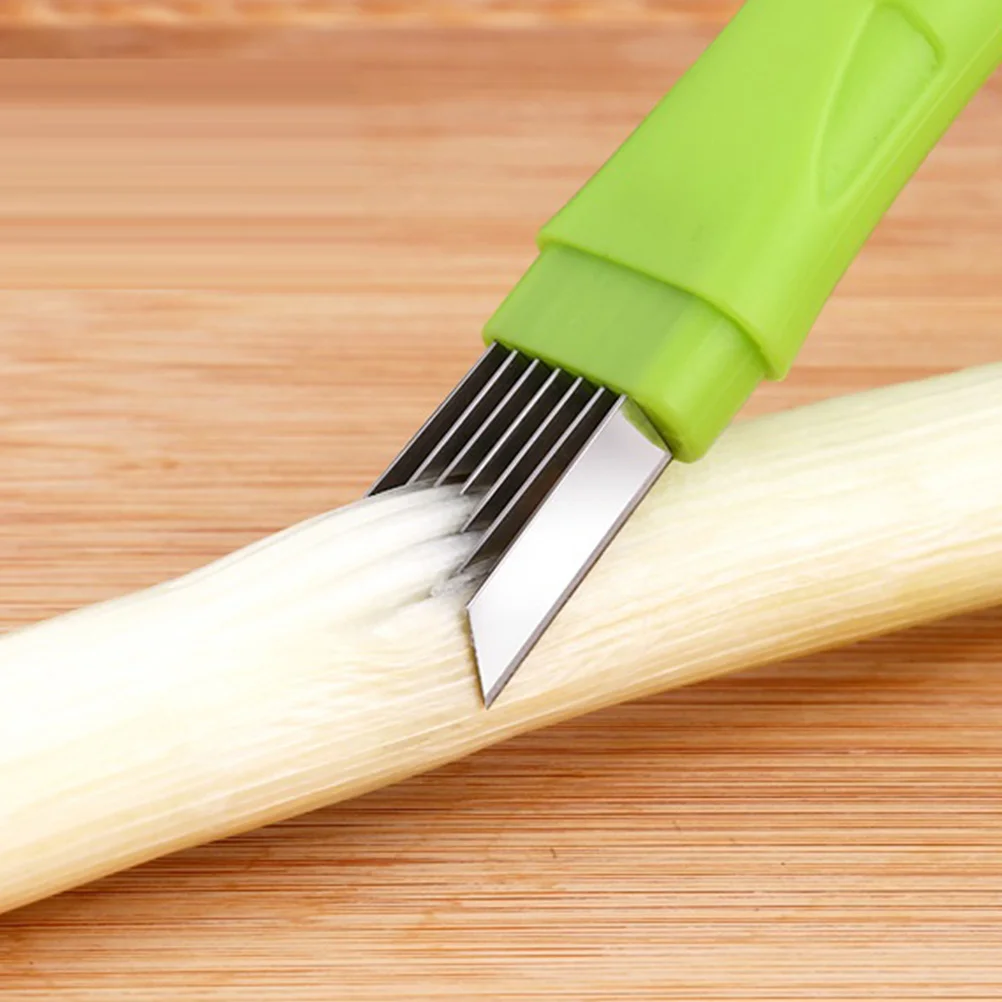 Stainless Steel Green Onion Cutter Green Handle 7 Blade Labor-Saving Non-Slip Vegetable Scallion Slicer Kitchen Cutting Tools