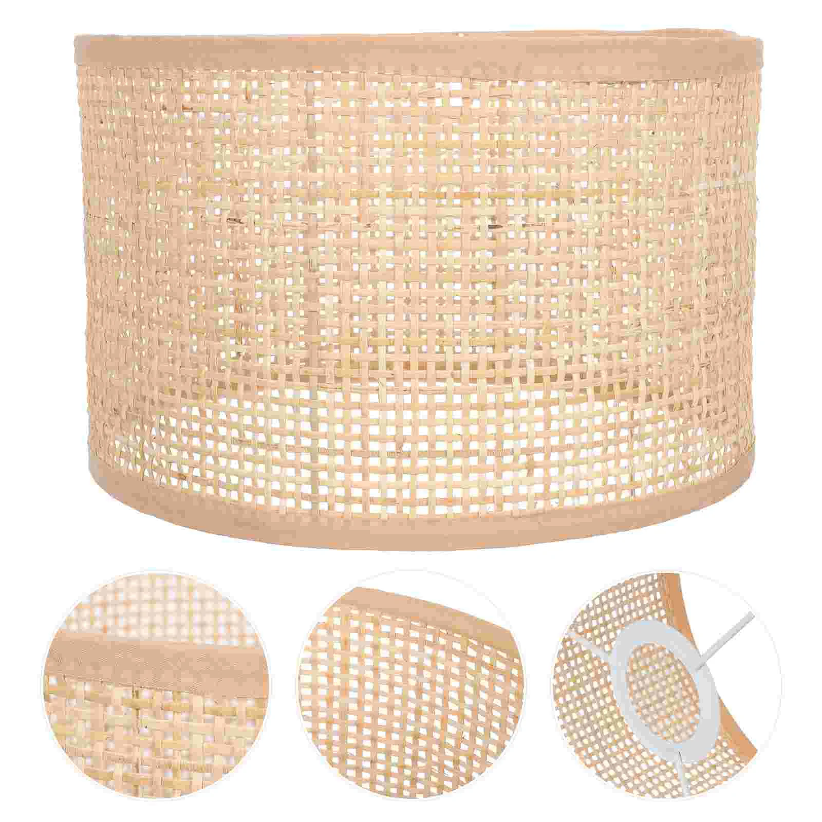 

Woven Lampshade Vintage Decor Chandelier Light Grid Decorative Rattan Hotel Chimney