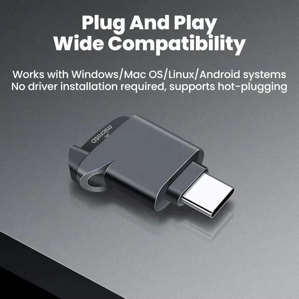 Type-C 2.0 TF Card Reader Mini External Storage Black Stretch for Memory Stick USB C 2.0 For Iphone 17 Mini TF Card Reader