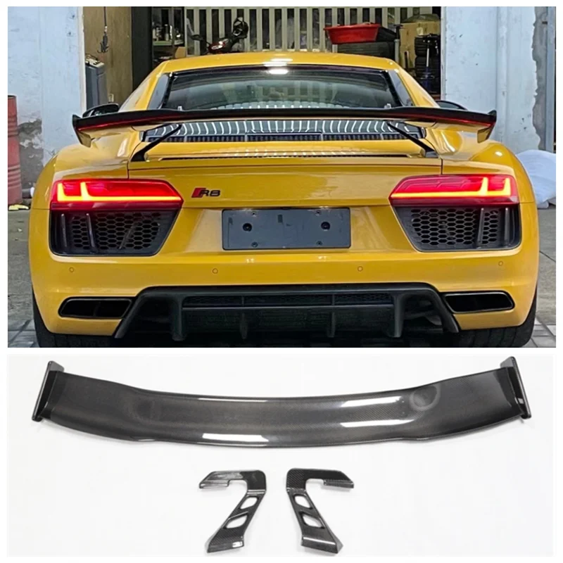 

Fits For Audi R8 V8 V10 Coupe GT Style 2010-2022 High Quality Carbon Fiber Rear Trunk Lip Spoiler Splitter Wing