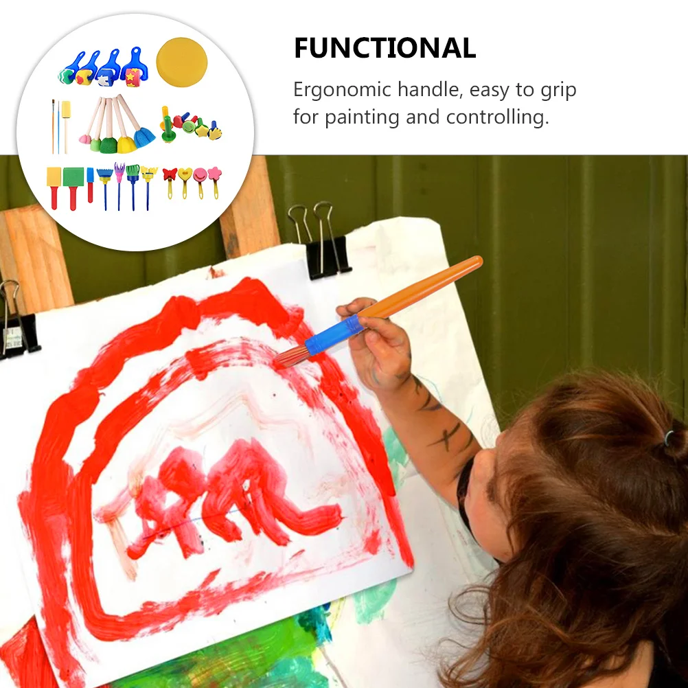 

30Pcs Drawing Sponge Stamp Set Premium Paint Brushes Preschool Painting Tools Creative Art Supplies Sponge Paint