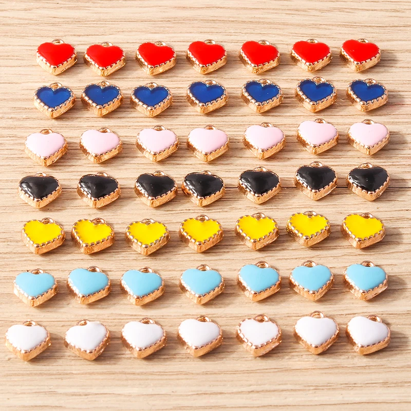 30 stücke 9x9mm süße kleine Emaille Liebe Herz Charms Anhänger für Schmuck machen Tropfen Ohrringe Halsketten Armband DIY Bastel bedarf – Detail 11