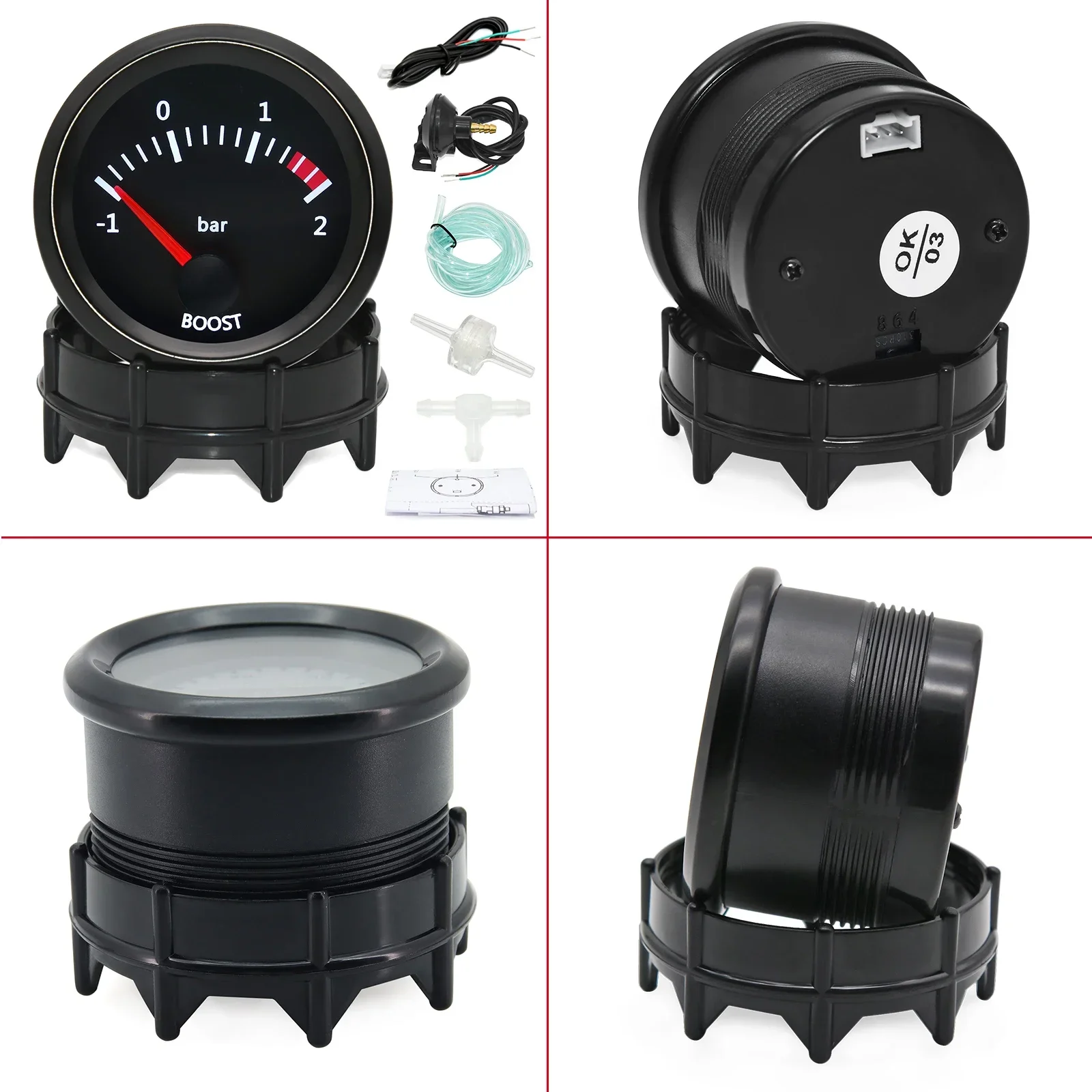 2'' 52mm Rennwagen-Anzeigeinstrumente: Wassertemperatur, Öltemperatur, Voltmeter, Öldruck, Vakuum, Ladedruck, Luft-Kraftstoff-Verhältnis, EGT-Messgerät – Detail 11