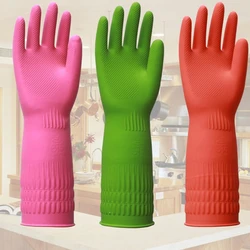 1 Pair Rubber Dishwashing Gloves Waterproof Hand Protective Latex Mittens Household Scrubber Kitchen Car Washing Clean Guantes