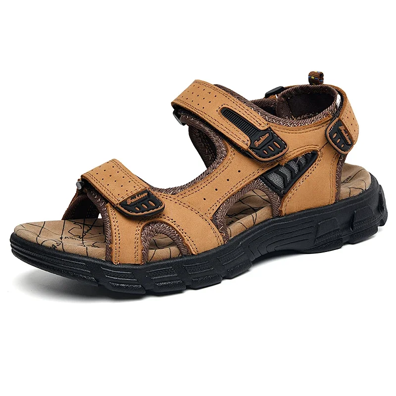 Klassiekers Heren Sandalen Zomer Echt Lederen Sandalen Handgemaakt Outdoor Mesh Heren Schoeisel Zacht Ademend Metalen Lederen Slippers