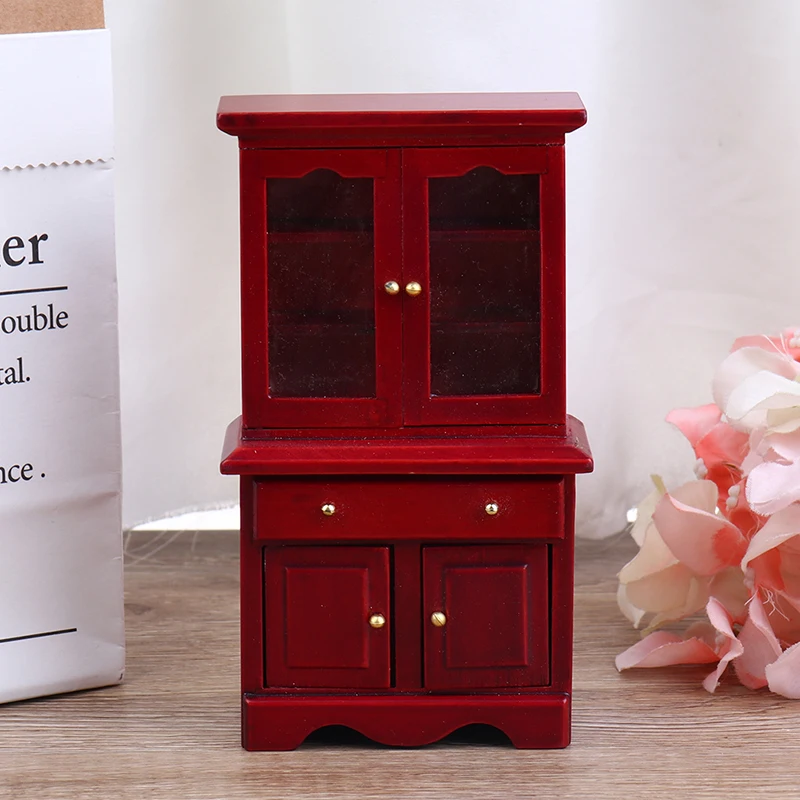 1/12 دمية أثاث مصغر متعدد الوظائف خزانة خشبية خزانة الكتب لعبة مجسمة #6