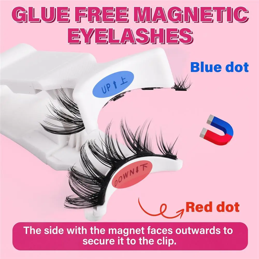 Suction Magnetic Eyelashes with Applicator No Glue Needed Fixed Position Magnetic False Eyelash Set Natural No Removal