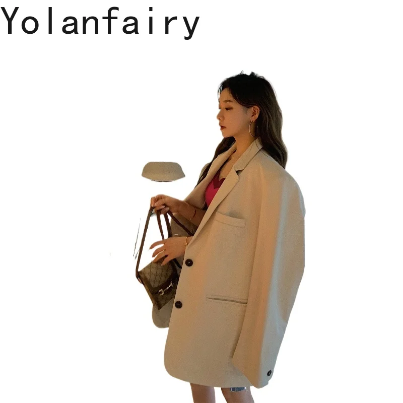 YOLANFAIRY Genuine Leather Sheepskin Suit Womens Spring New in Jackets Casual Women Clothing Commuter Style Fashion Abrigo Mujer